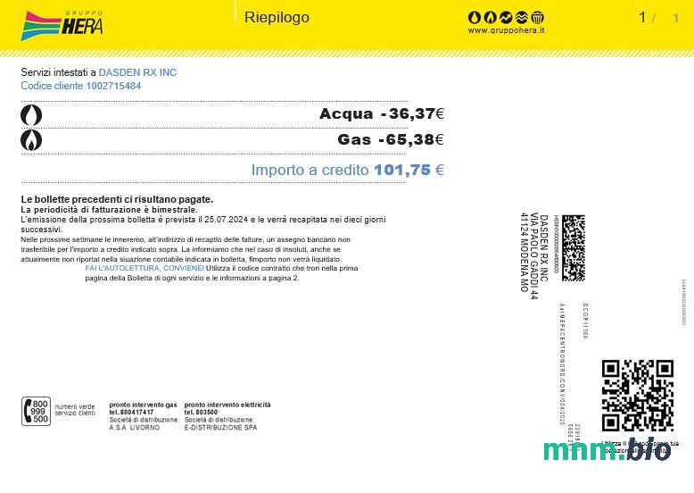 Italy Gruppo Hera rachunek za usługi komunalne, Word and PDF template